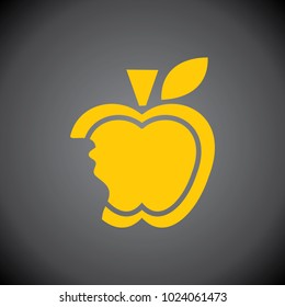 Yellow apple icon on black background.