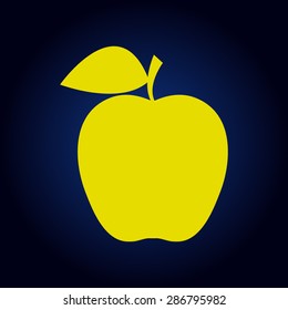 Yellow Apple Icon on a blue background