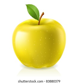 Yellow apple. Illustration on white background