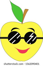 Gelber Apfel, Illustration, Vektorgrafik auf weißem Hintergrund.