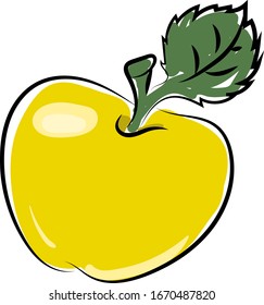 manzana amarilla, ilustración, vector sobre fondo blanco.