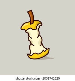 Yellow apple isolated vector illustration with shadow on gray background. can use for food menu, vegetarian and diet element design