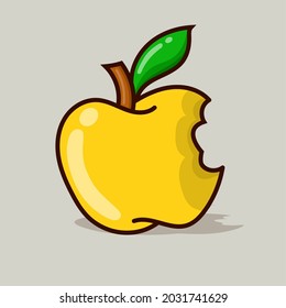 Ilustración vectorial aislada de manzana amarilla con sombra sobre fondo gris. puede utilizarse para el diseño de menús de alimentos, elementos vegetarianos y dietéticos