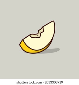 Ilustración vectorial aislada de manzana amarilla con sombra sobre fondo gris. puede utilizarse para el diseño de menús de alimentos, elementos vegetarianos y dietéticos