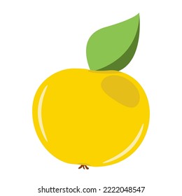 manzana amarilla con hoja, ilustración vectorial