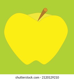 Yellow apple on the green background