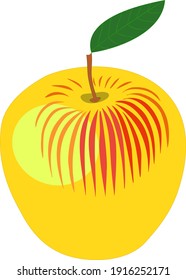 manzana amarilla con rayas rojas. Icono. Gráficos vectoriales coloreados. 
