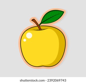 Pegatina de manzana amarilla. Adecuado para imprimir pegatinas de fruta preciosas.