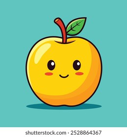Ilustración vectorial de manzana amarilla - ilustración de dibujos animados de fruta fresca