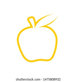 Yellow Apple vector outline icon. Modern minimal flat design style. illustration monochrome of apple logo.