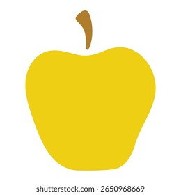 Yellow apple whole, Rosh Hashanah symbol, isolated on transparent. Hand drawn flat vector illustration. Traditional Hebrew New Year clip art, seasonal summer, autumn fruit design element