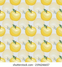 Yellow apples seamles pattern, a summer fruits background