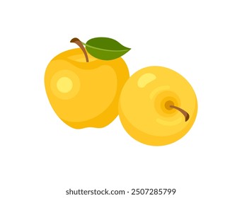 Yellow apples. Vector cartoon flat illustration. Fresh fruits icon. 