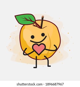 Yellow Apricot Fruit Cute Vector Character Illustration