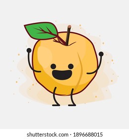 Yellow Apricot Fruit Cute Vector Character Illustration