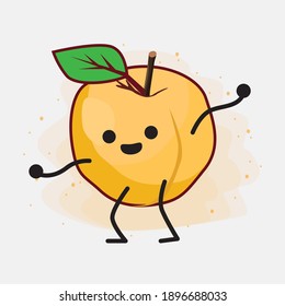Yellow Apricot Fruit Cute Vector Character Illustration