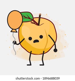 Yellow Apricot Fruit Cute Vector Character Illustration
