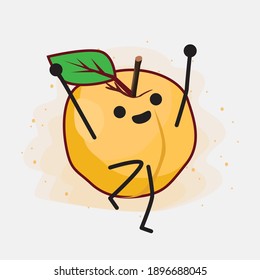 Yellow Apricot Fruit Cute Vector Character Illustration