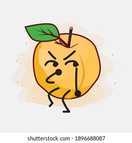 Yellow Apricot Fruit Cute Vektor Character Illustration
