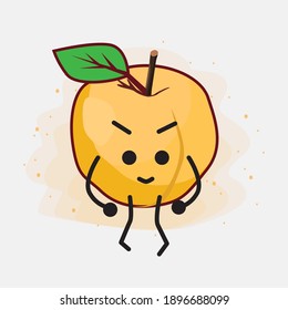 Yellow Apricot Fruit Cute Vector Character Illustration