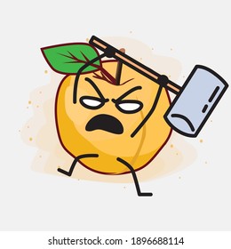 Yellow Apricot Fruit Cute Vector Character Illustration