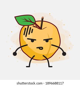 Yellow Apricot Fruit Cute Vector Character Illustration