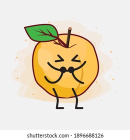 Yellow Apricot Fruit Cute Vector Character Illustration