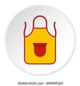 Yellow apron with red pocket icon in flat circle isolated on white background vector illustration for web