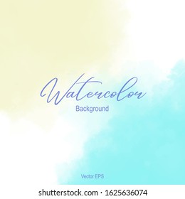 Yellow aqua blue Splash on white paper background. Abstract watercolor. Vector illustration. Texture stain on white backdrop. EPS 10.
