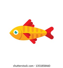 Yellow aquarium fish silhouette vector illustration. Flat style graphic design icon sign. 