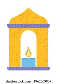 yellow arabic lantern with candle