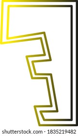 Número árabe amarillo 3 sobre fondo blanco