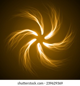 yellow arc formed comets abstract. (six comet.turbulenced tails version)