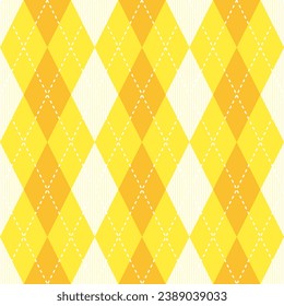 Patrón de argyle amarillo con franja interior. Patrón vectorial de arglos. Patrón argla. Patrón geométrico sin soldadura para ropa, papel envolvente, fondo, fondo, tarjeta de regalo, suéter.