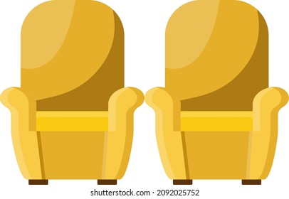 Sillones de brazos amarillos, ilustración, vector sobre un fondo blanco.