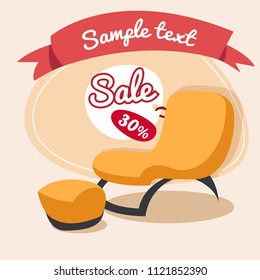 Yellow Armchair cartoon illustration. Vector illustration isolated on background.