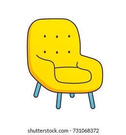 Yellow armchair isolated