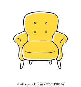 Yellow armchair isolated vector illustration