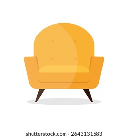 Yellow armchair seat flat icon isolated on white background. Flat chair icon symbol. Vector illustration