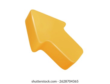 Yellow arrow 3d vector up icon isolated. Direction and arrows concept. Cartoon minimal style. Click cursor icon.