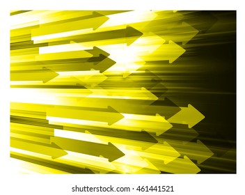 yellow arrow abstract cyber future technology concept background, illustration, circuit, binary code. move motion speed