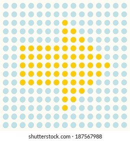 Yellow arrow composition of polka dots
