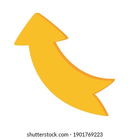 icono dibujado a mano con flecha amarilla sobre fondo blanco, diseño colorido, ilustración vectorial