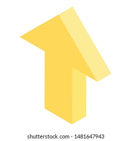 Yellow arrow icon. Isometric of yellow arrow vector icon for web design isolated on white background
