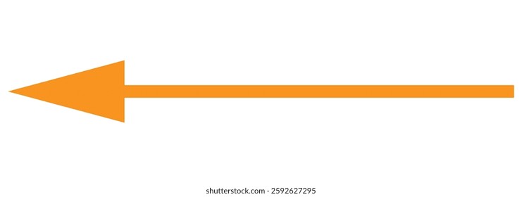 Yellow arrow to the left. Yellow long arrow pointing left. Long arrow illustration.