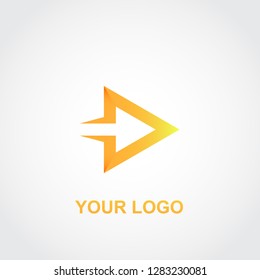 yellow arrow logo. colorful 3D template design vector