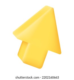 Yellow Arrow Pointer, Mouse Cursor 3D Icon Vector Illustration on White Background