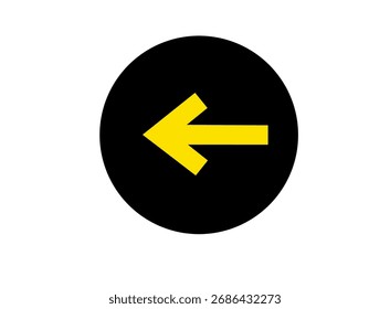 A yellow arrow pointing left inside a black circle on a white background
