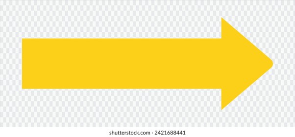 Yellow arrow to the right . vector, isolated. Yellow arrow isolated on transparency background