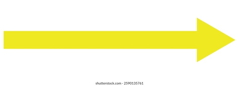 Yellow arrow to the right . vector, isolated. Yellow arrow isolated on a white background, long arrow icon , yellow bold long arrow